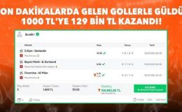 Son dakikalarda gelen gollerle güldü, 1000 TL’ye 129 bin TL kazandı!